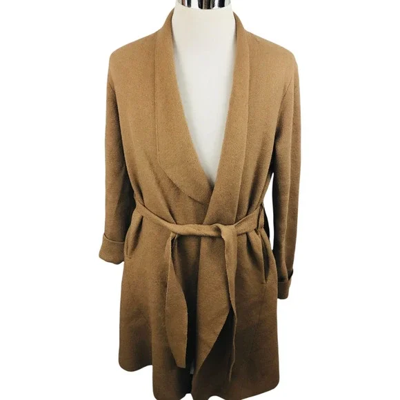Moth Sweaters Anthropologie Moth Womens Mayella Jacket Coat Sweater Brown Back Slit Belted Xs Poshmark